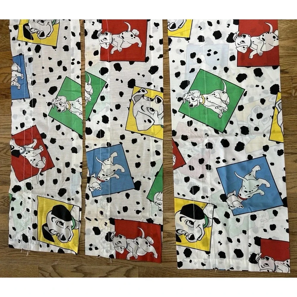 101 Dalmatians Unfinished Curtain Valances Unfinished Fabric Pieces Vintage 1993
